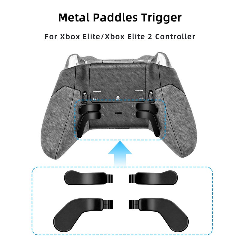 Mcbazel Metal Stainless Steel Paddles Trigger for Xbox Elite/Elite 2, Replacement Parts Accessories Kits Metal Paddles Compatible with Xbox Elite/Elite 2 Controller - 4 Pcs (Black) - Image 3